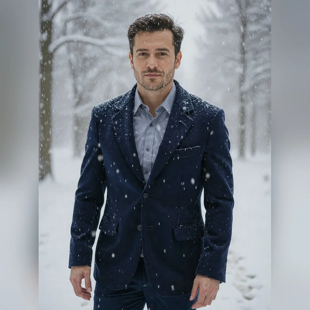 Classic‎ Midnight Blue Velvet Men's Feastive Old Money Elegant Blazer